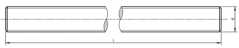 Dimensions for UNI 6610 Metric thread stud bolts