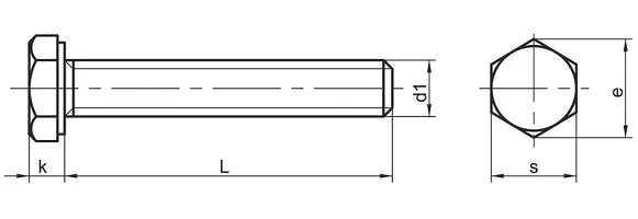 DIN 933 Hex Bolt Dimensions (Metric)