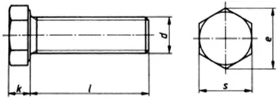 Dimensions of Hexagon Head Bolts with threads upto Head
