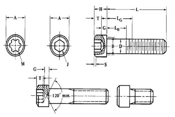 Dimensions of ASME B18.3.1M Metric Socket Head Cap Screws