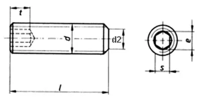 Dimensions of Hexagon Socket Set Screws with Flat Point