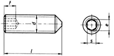 Dimensions of Hexagon Socket Set Screws with Cone Point