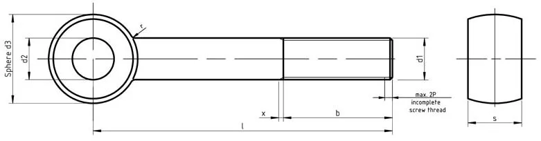 DIN 444 Dimensions for Type A Eye Bolts