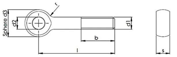 Dimensions of Forged Eye Bolts - Type 2